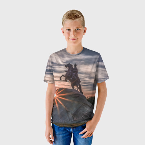 Детская футболка 3D Санкт-Петербург: медный всадник, цвет 3D печать - фото 3