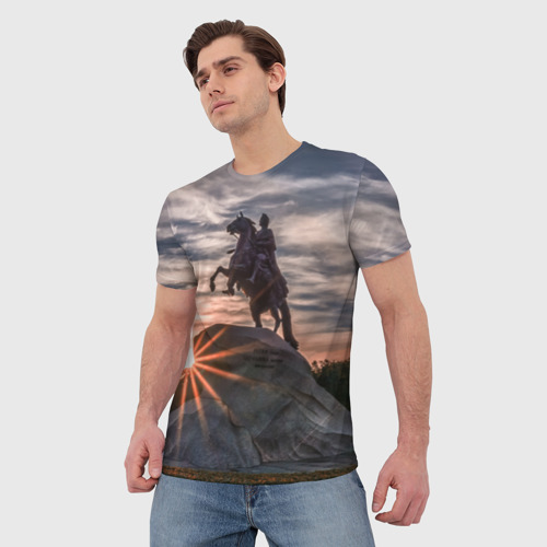 Мужская футболка 3D Санкт-Петербург: медный всадник, цвет 3D печать - фото 3
