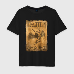 Мужская футболка хлопок Oversize Led Zeppelin swan song logo