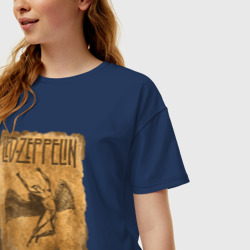 Женская футболка хлопок Oversize Led Zeppelin swan song logo - фото 2