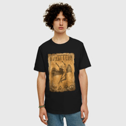 Мужская футболка хлопок Oversize Led Zeppelin swan song logo - фото 2