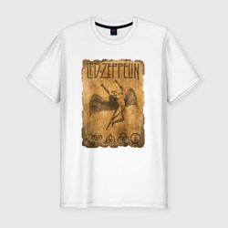 Мужская футболка хлопок Slim Led Zeppelin swan song logo