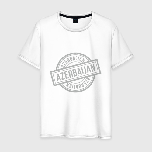 Мужская футболка из хлопка с принтом Azerbaijan Grey, вид спереди №1