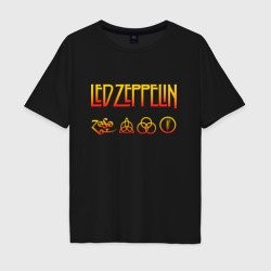 Мужская футболка хлопок Oversize Led Zeppelin - logotype