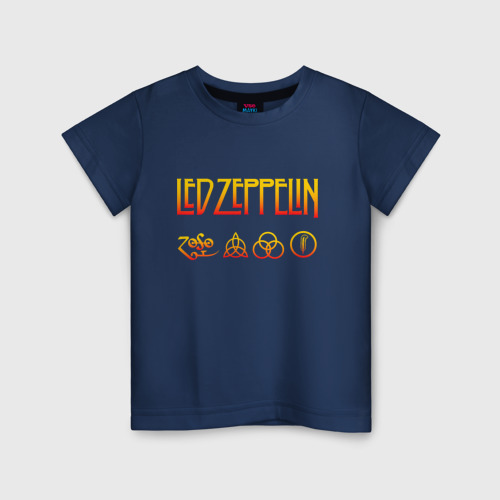 Детская футболка хлопок с принтом Led Zeppelin - logotype, вид спереди #2