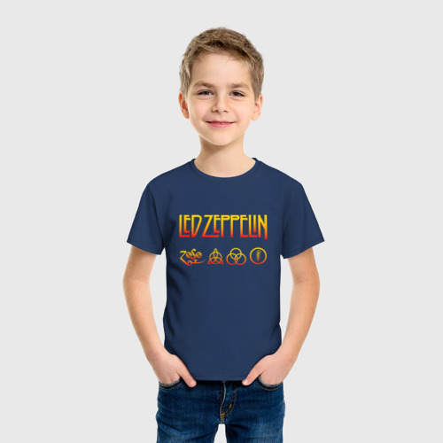 Детская футболка хлопок с принтом Led Zeppelin - logotype, фото на моделе #1