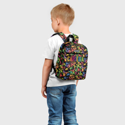 Рюкзак с принтом Capoeira colorful mens для ребенка, вид на модели спереди №2. Цвет основы: белый