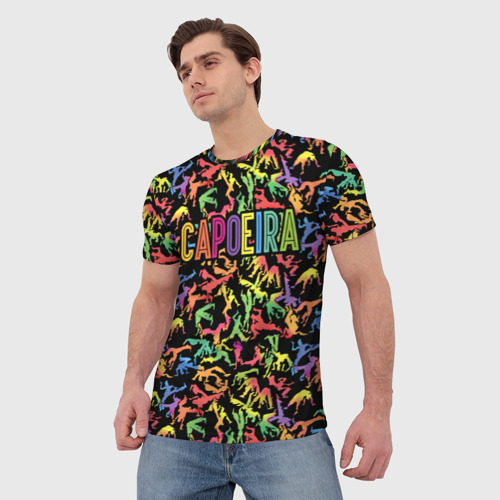 Мужская футболка 3D с принтом Capoeira colorful mens, фото на моделе #1