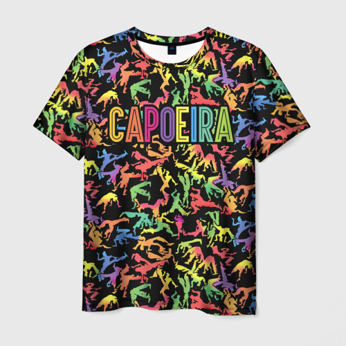Мужская футболка 3D с принтом Capoeira colorful mens, вид спереди #2
