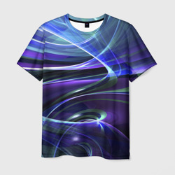 Мужская футболка 3D Абстрактные цветные полосы