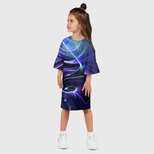 Детское платье 3D с принтом Абстрактные цветные полосы, фото на моделе #1