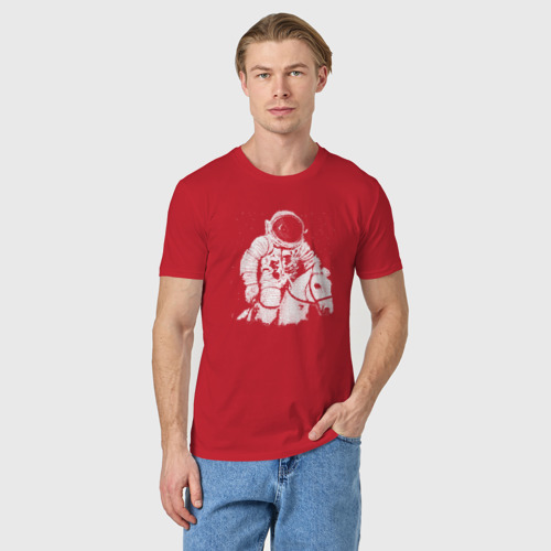 Мужская футболка хлопок с принтом Космонавт на коне, фото на моделе #1