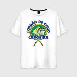 Женская футболка хлопок Oversize Cordao de ouro Capoeira flag of Brazil