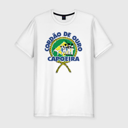 Мужская футболка хлопок Slim Cordao de ouro Capoeira flag of Brazil