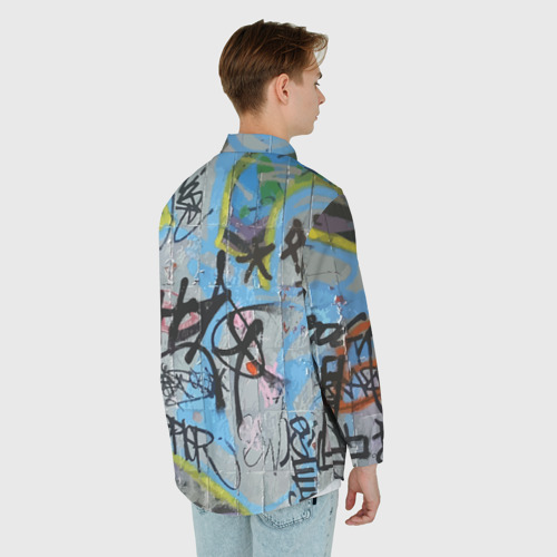 Мужская рубашка oversize 3D Целящийся из рогатки Барт Симпсон на фоне граффити, цвет белый - фото 4