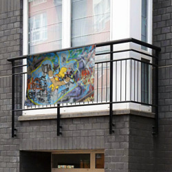 Флаг-баннер Целящийся из рогатки Барт Симпсон на фоне граффити - фото 2