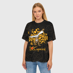 Женская футболка oversize 3D I love capoeira fighter - фото 2