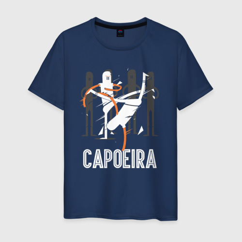 Мужская футболка из хлопка с принтом Капоэйра - бесконтактный бой, вид спереди №1