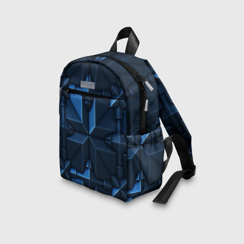 Детский рюкзак 3D с принтом Синяя объёмная броня киборга, вид сбоку #3