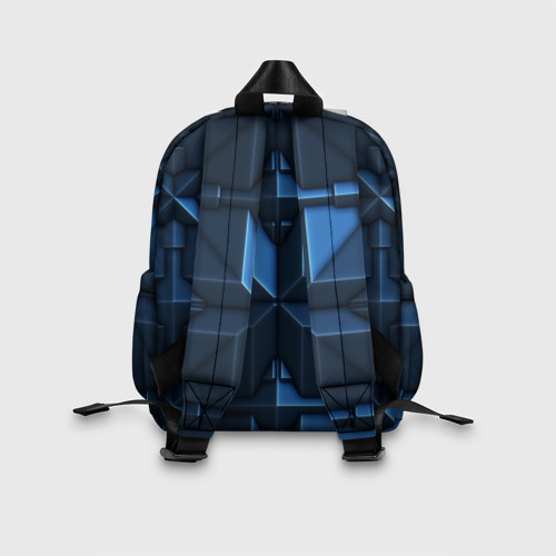 Детский рюкзак 3D с принтом Синяя объёмная броня киборга, вид сзади #2