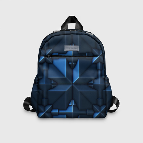 Детский рюкзак 3D с принтом Синяя объёмная броня киборга, вид спереди #2