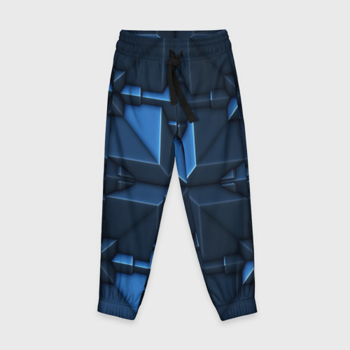 Детские брюки 3D с принтом Синяя объёмная броня киборга, вид спереди #2