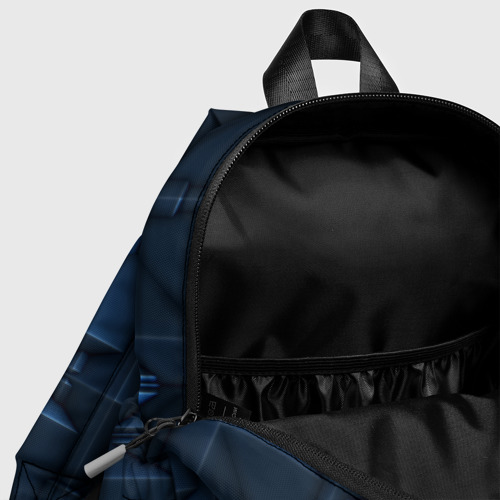 Детский рюкзак 3D с принтом Синяя объёмная броня киборга, фото #4