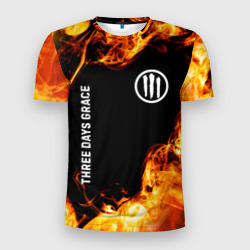 Мужская футболка 3D Slim Three Days Grace и пылающий огонь