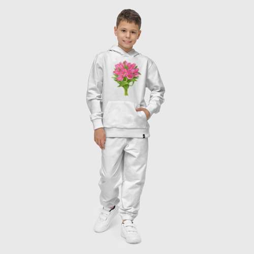 Детский костюм с толстовкой хлопок с принтом Букет розовых тюльпанов, фото на моделе #1