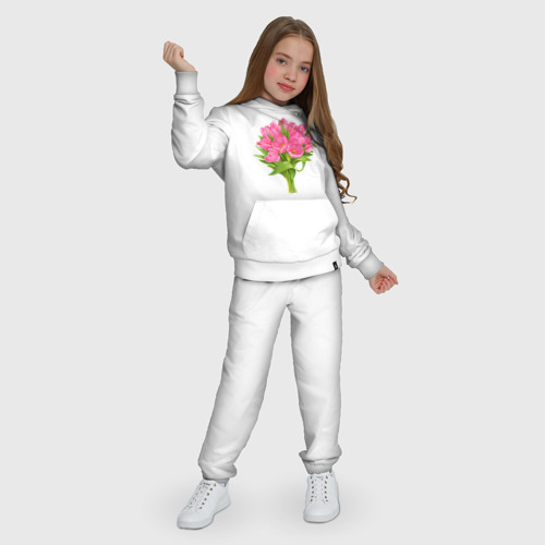 Детский костюм с толстовкой хлопок с принтом Букет розовых тюльпанов, фото #4