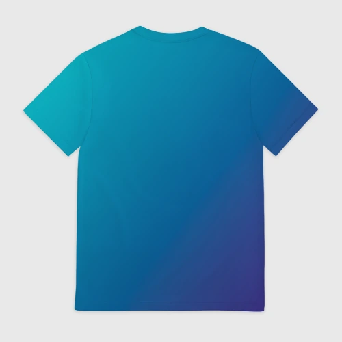 Мужская футболка 3D с принтом Градиент - морская глубина, вид сзади #1