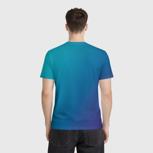 Мужская футболка 3D с принтом Градиент - морская глубина, вид сзади #2