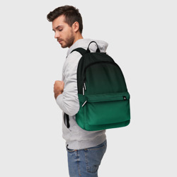 Рюкзак 3D Черный и бирюзово - зеленый, текстурированный под мешковину градиент, омбре - фото 2
