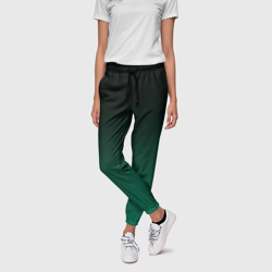 Женские брюки 3D Черный и бирюзово - зеленый, текстурированный под мешковину градиент, омбре - фото 2