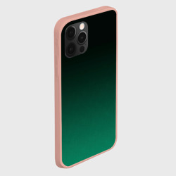 Чехол для iPhone 12 Pro Max Черный и бирюзово - зеленый, текстурированный под мешковину градиент, омбре - фото 2