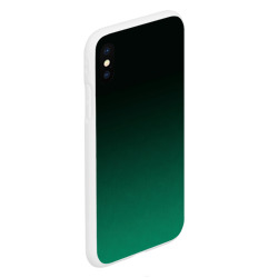 Чехол для iPhone XS Max матовый Черный и бирюзово - зеленый, текстурированный под мешковину градиент, омбре - фото 2