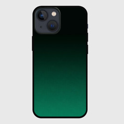 Чехол для iPhone 13 mini Черный и бирюзово - зеленый, текстурированный под мешковину градиент, омбре