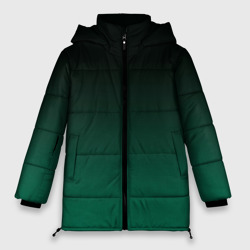 Женская зимняя куртка Oversize Черный и бирюзово - зеленый, текстурированный под мешковину градиент, омбре