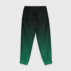 Детские брюки 3D Черный и бирюзово - зеленый, текстурированный под мешковину градиент, омбре