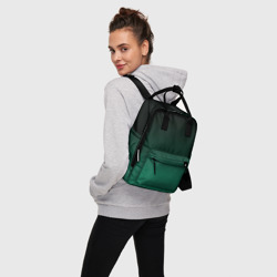 Женский рюкзак 3D Черный и бирюзово - зеленый, текстурированный под мешковину градиент, омбре - фото 2