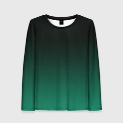 Женский лонгслив 3D Черный и бирюзово - зеленый, текстурированный под мешковину градиент, омбре