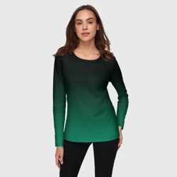 Женский лонгслив 3D Черный и бирюзово - зеленый, текстурированный под мешковину градиент, омбре - фото 2