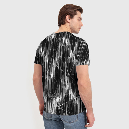 Мужская футболка 3D Черно-белые штрихи  зигзаг, цвет 3D печать - фото 4