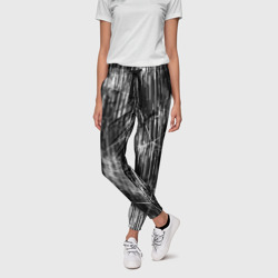 Женские брюки 3D Черно-белые штрихи  зигзаг - фото 2
