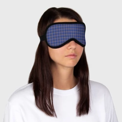 Маска для сна 3D Синий с горчичным в клетку - фото 2