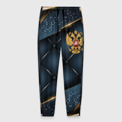 Мужские брюки 3D Золотой герб России на объемном фоне
