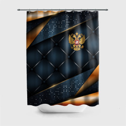 Штора 3D для ванной Золотой герб России на объемном фоне