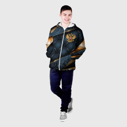 Мужская куртка 3D Золотой герб России на объемном фоне - фото 2