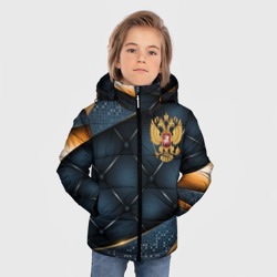 Зимняя куртка для мальчиков 3D Золотой герб России на объемном фоне - фото 2