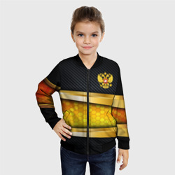 Детский бомбер 3D Black & gold - герб России - фото 2